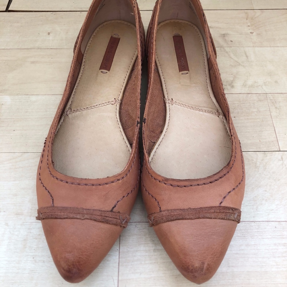 Tan Frye Leather Flats